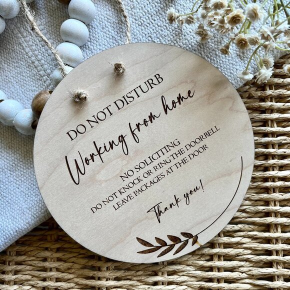 No soliciting Sign, Working from Home Sign, Front Door Sign, Wood Signs - Picture 2 of 5